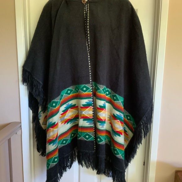 Alpaca wool embroidery hoodie cape - Picture 1 of 9